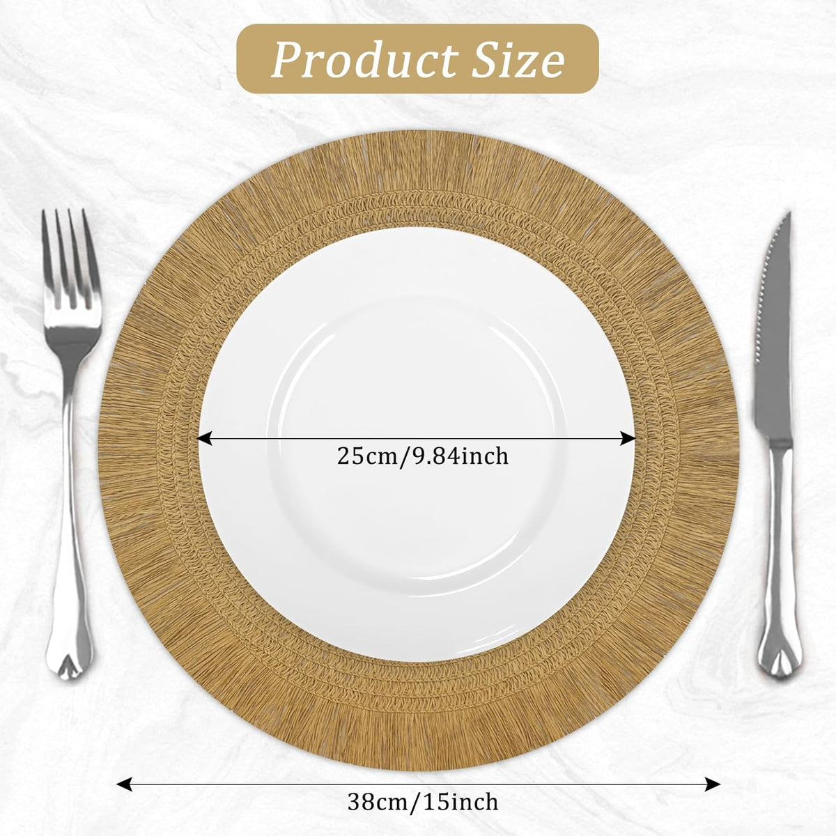 Set 6 PCS de table rond en papier tressé orné