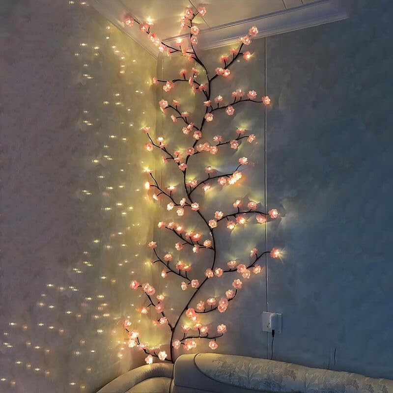 lumineuse LED en forme de fleurs de cerisier, 96 LED, 1,8 m