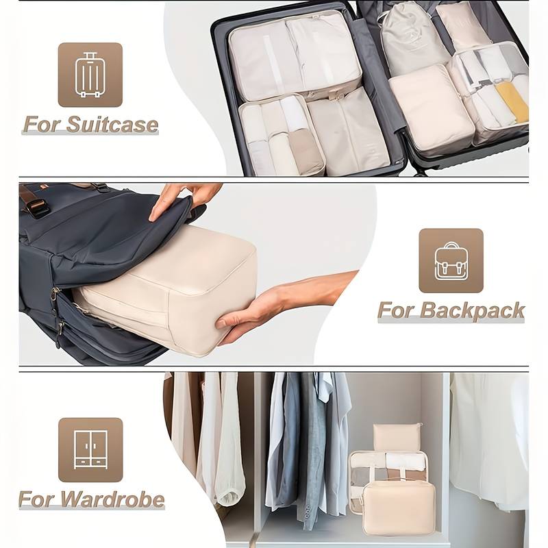 7Pcs Ensemble De Sacs De Voyage Pliables
