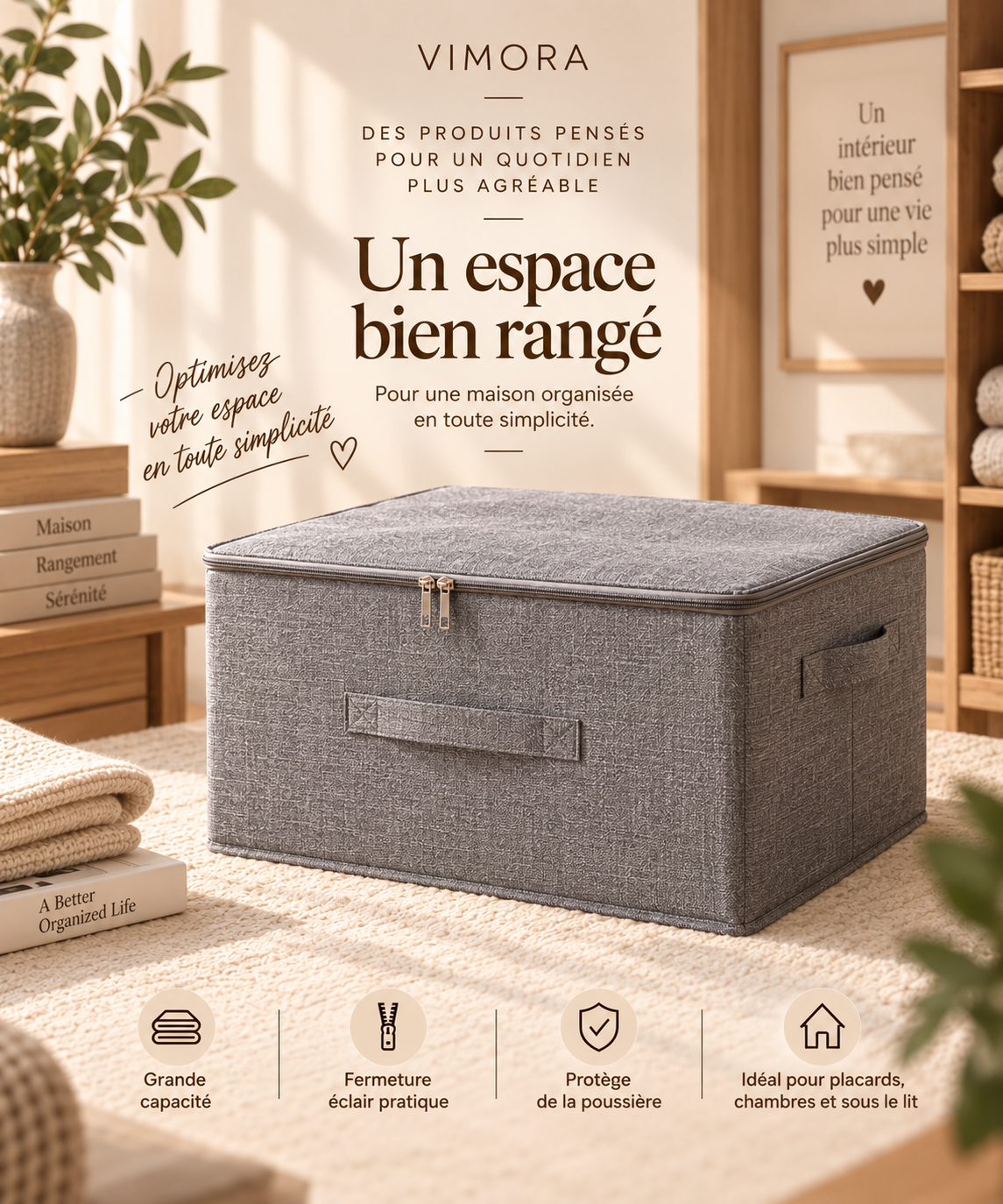 (2pcs) Boîte de rangement pliable VIMORA