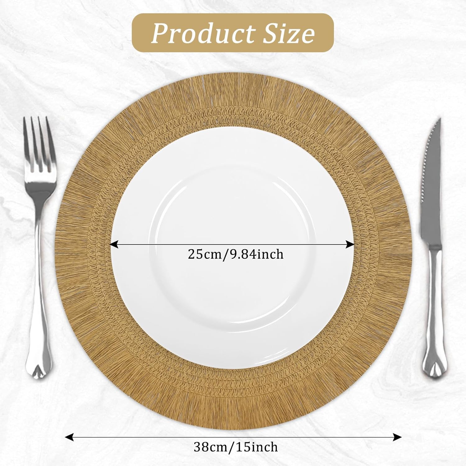Set 6 PCS de table rond en papier tressé orné