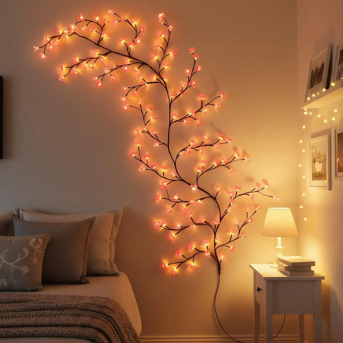 lumineuse LED en forme de fleurs de cerisier, 96 LED, 1,8 m