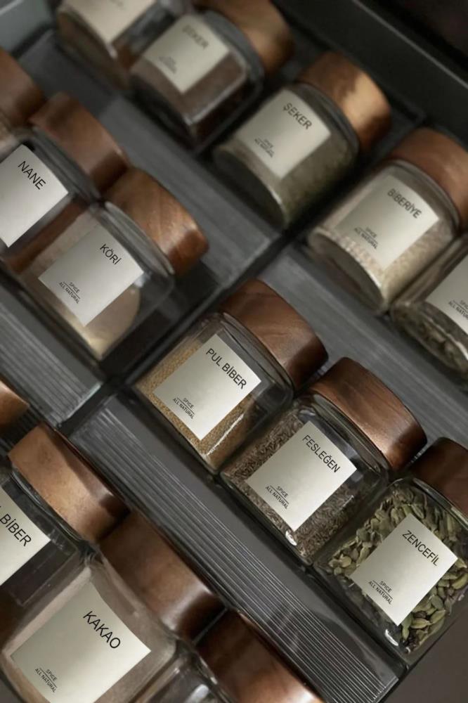 Set de 16 Pots à Épices avec Étagères en Bambou + Étiquettes
