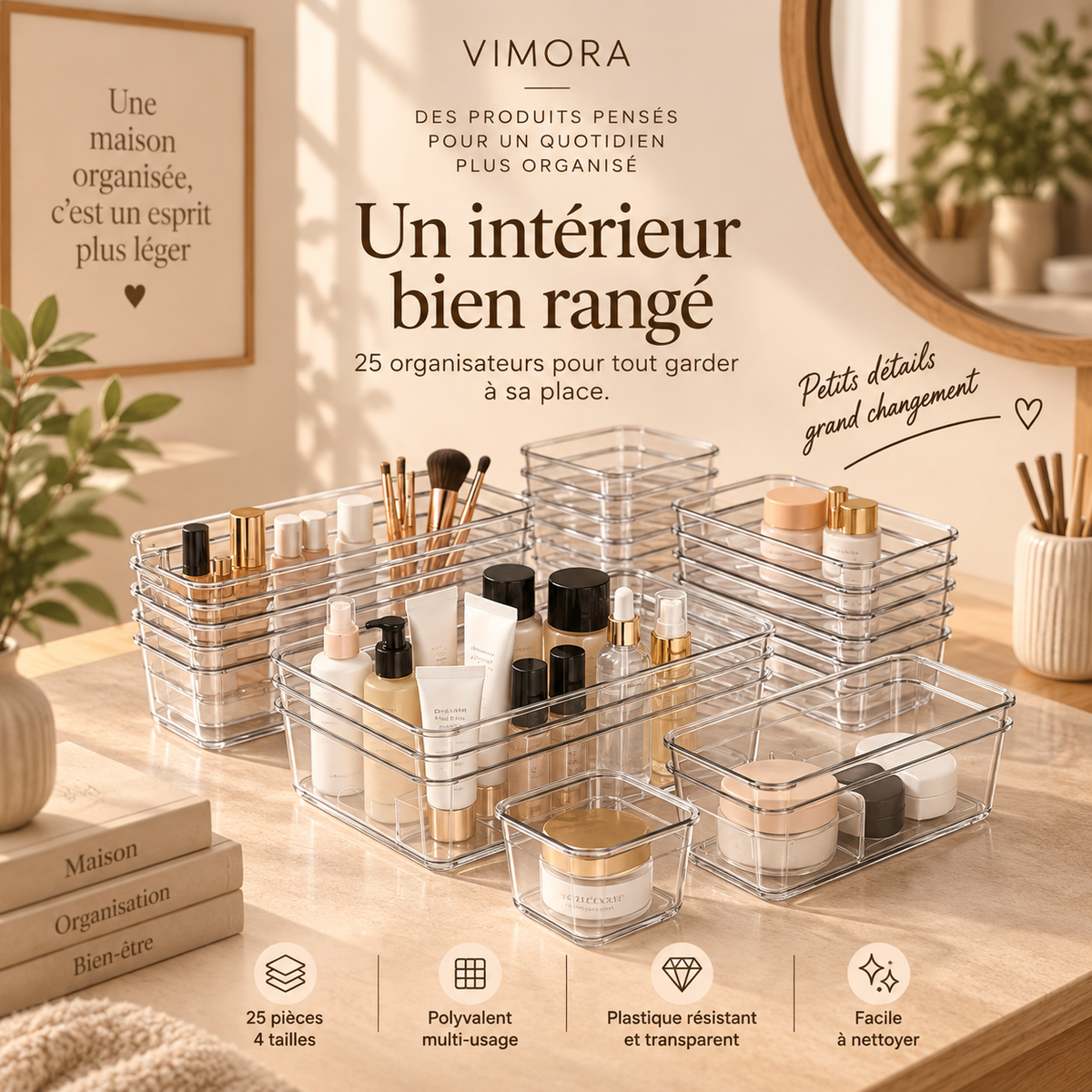 Organisateurs de tiroir – 25 pièces | 4 tailles