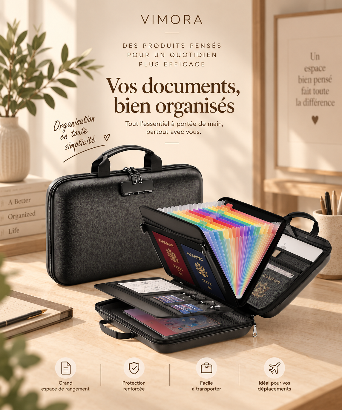 Organisateur de Documents à Coque Rigide